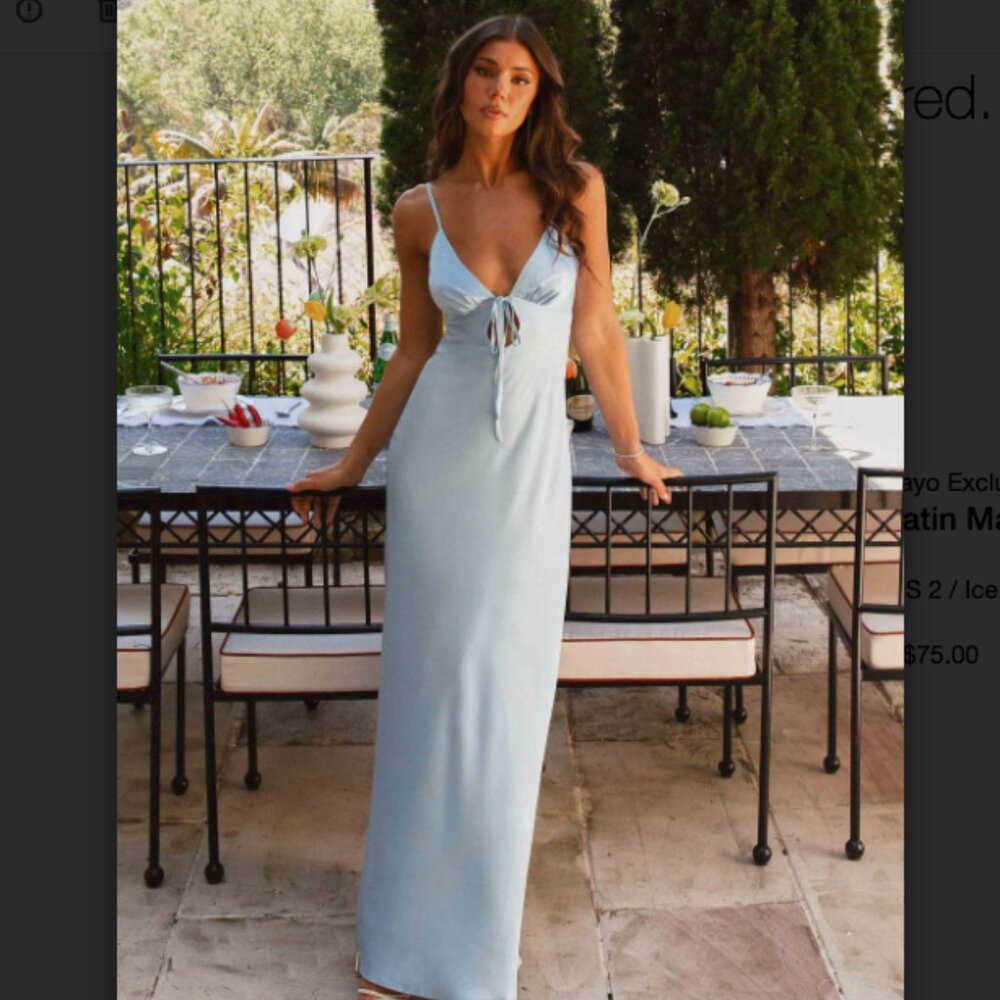 Peppermayo Flora Satin Maxi Dress - Ice Blue
